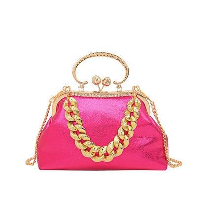 Elegant Sparkling Shoulder Bag Clutch Purse Evening Bag Women Prom Handbag With Thick Chain Banquets Party Crossbody Bag