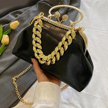Elegant Sparkling Shoulder Bag Clutch Purse Evening Bag Women Prom Handbag With Thick Chain Banquets Party Crossbody Bag