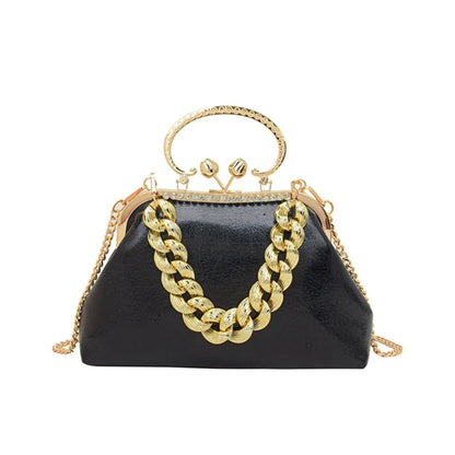 Elegant Sparkling Shoulder Bag Clutch Purse Evening Bag Women Prom Handbag With Thick Chain Banquets Party Crossbody Bag