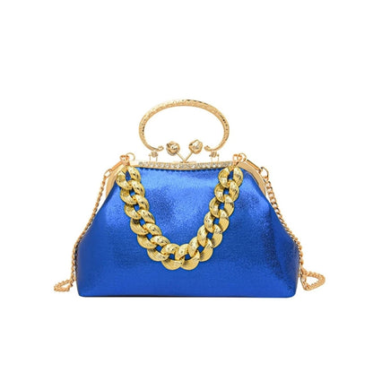 Elegant Sparkling Shoulder Bag Clutch Purse Evening Bag Women Prom Handbag With Thick Chain Banquets Party Crossbody Bag