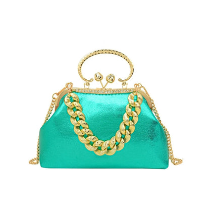 Elegant Sparkling Shoulder Bag Clutch Purse Evening Bag Women Prom Handbag With Thick Chain Banquets Party Crossbody Bag
