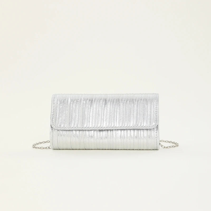 Elegant Vertical Pleated Chain Evening Bag Shoulder Bags Handbag Perfect for Prom Formal Parties