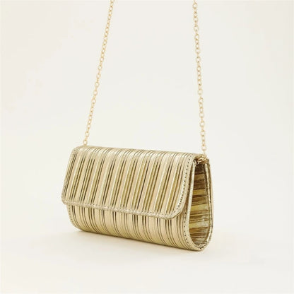 Elegant Vertical Pleated Chain Evening Bag Shoulder Bags Handbag Perfect for Prom Formal Parties