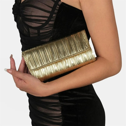 Elegant Vertical Pleated Chain Evening Bag Shoulder Bags Handbag Perfect for Prom Formal Parties