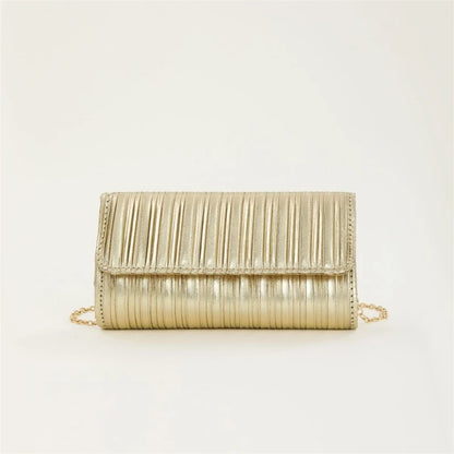 Elegant Vertical Pleated Chain Evening Bag Shoulder Bags Handbag Perfect for Prom Formal Parties