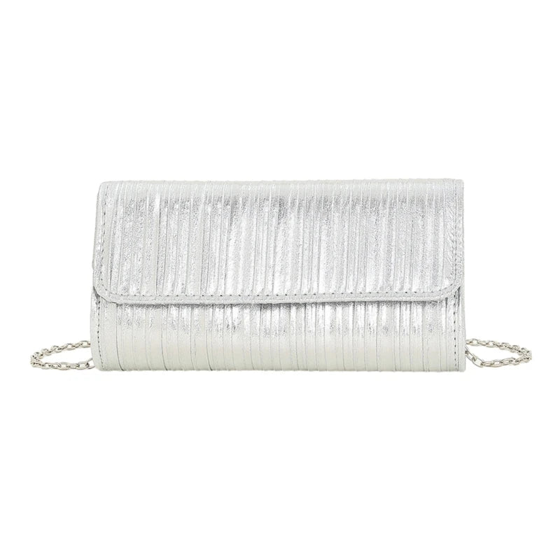 Elegant Vertical Pleated Chain Evening Bag Shoulder Bags Handbag Perfect for Prom Formal Parties