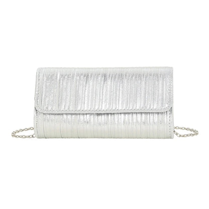 Elegant Vertical Pleated Chain Evening Bag Shoulder Bags Handbag Perfect for Prom Formal Parties