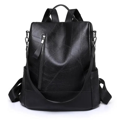 Elegant Vintage Women's Fashiona Leather Travel Backpack Large Capacity Student School Bags Feminina Shoulder Bag