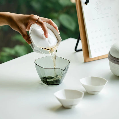 Elegant Watch Hill Galss Heptatomic Tea Set Kit Handmade 1 Pot 2 Cups Tea Maker Camping Organizer Tableware Accessories Ornament