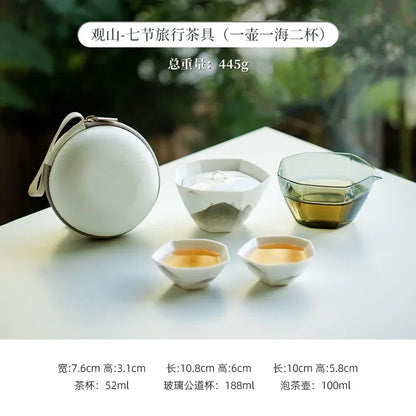 Elegant Watch Hill Galss Heptatomic Tea Set Kit Handmade 1 Pot 2 Cups Tea Maker Camping Organizer Tableware Accessories Ornament