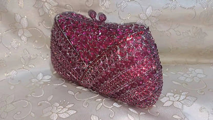 Elegant Women Purple Clutch Evening Cocktail Bags Wedding Crystal Dinner Banquet Purse Bridal Rhinestone Birthday Party Handbags