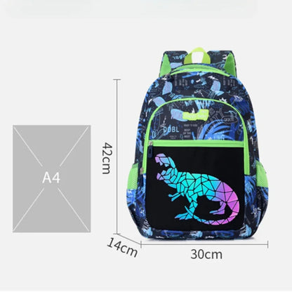 Elementary School Orthopedic Student Bookbag Girl Unicorn Boy Luminous Dinosaur Lightweight Backpack Double Shoulder School Bag