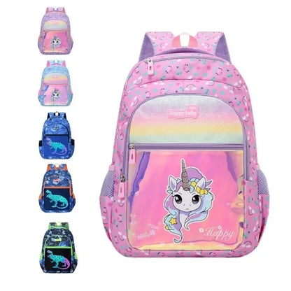 Elementary School Orthopedic Student Bookbag Girl Unicorn Boy Luminous Dinosaur Lightweight Backpack Double Shoulder School Bag