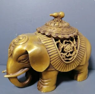 Elephant Decorative Statue Elephant Incense Burner Buddhist Animal Incense Burner Brass Craft Home Decorations