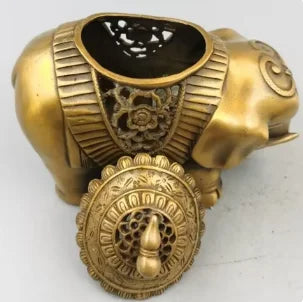Elephant Decorative Statue Elephant Incense Burner Buddhist Animal Incense Burner Brass Craft Home Decorations