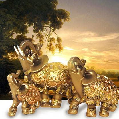 Elephant Statue Lucky Feng Shui Golden Elephant Statue Sculpture Wealth Figurine Home Decoration Gift for Your Family or Friends