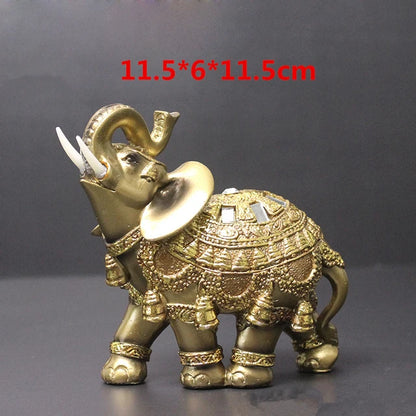 Elephant Statue Lucky Feng Shui Golden Elephant Statue Sculpture Wealth Figurine Home Decoration Gift for Your Family or Friends