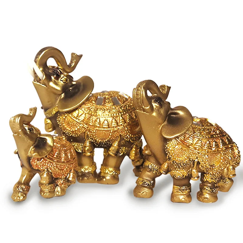 Elephant Statue Lucky Feng Shui Golden Elephant Statue Sculpture Wealth Figurine Home Decoration Gift for Your Family or Friends