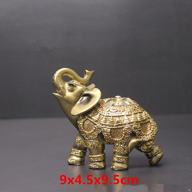 Elephant Statue Lucky Feng Shui Golden Elephant Statue Sculpture Wealth Figurine Home Decoration Gift for Your Family or Friends