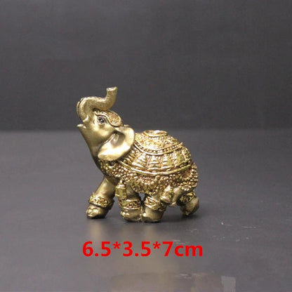 Elephant Statue Lucky Feng Shui Golden Elephant Statue Sculpture Wealth Figurine Home Decoration Gift for Your Family or Friends