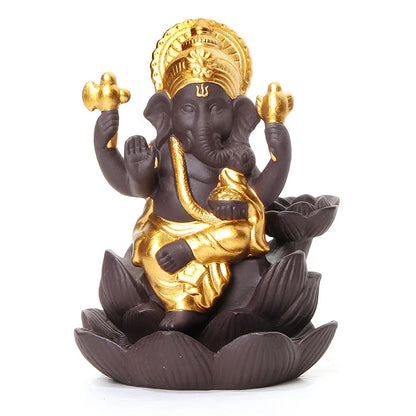 Elephant head Buddha like purple sand lotus reverse flow incense burner Southeast Asia elephant god Ganesha Thailand India