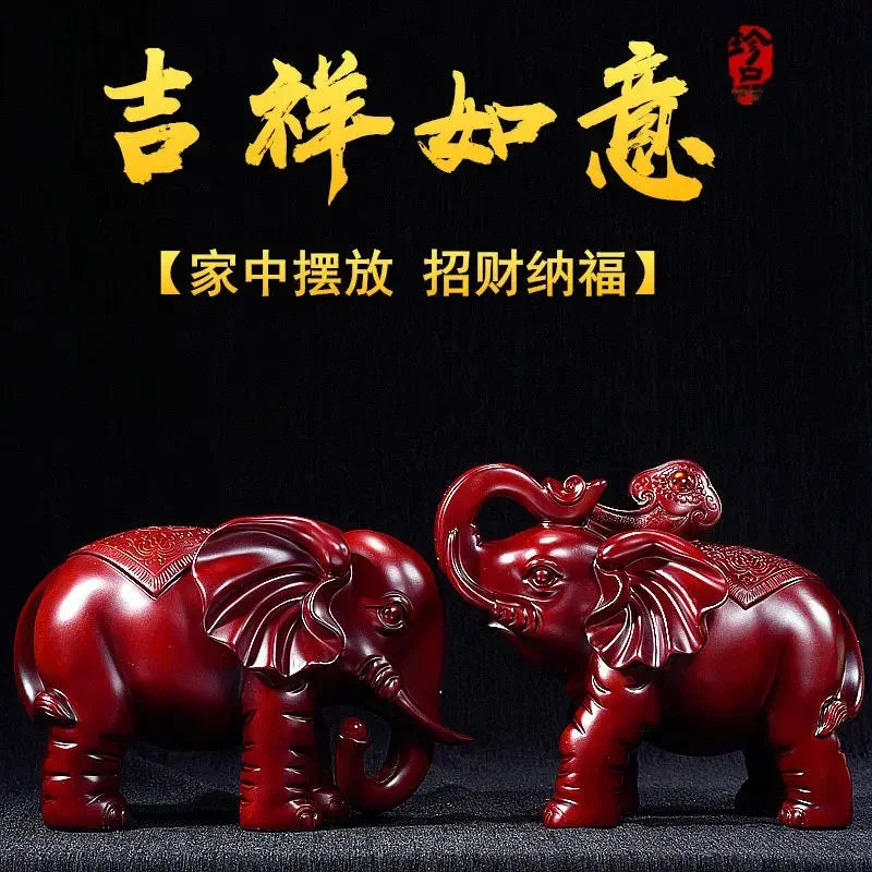 Elephant ornaments a pair of lucky feng shui elephant TV wine cabinet porch living room study decoration crafts opening gifts