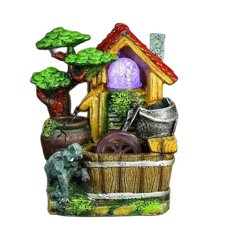 Elephant water landscape  home decoration indoor fleshier plant bonsai lucky rockery water fountain luck feng shui humidifier