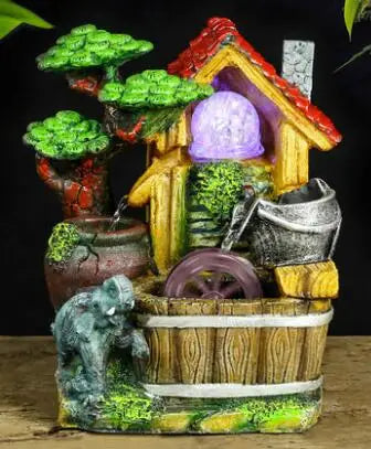 Elephant water landscape  home decoration indoor fleshier plant bonsai lucky rockery water fountain luck feng shui humidifier