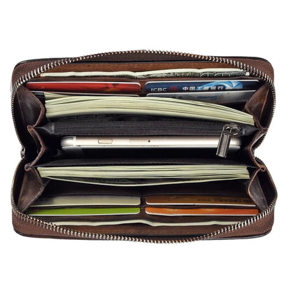 Embossed Female Zipper Purse Clutch Wrist Bags Cards Clip Plum Flower Retro Money Handy Bag Genuine Leather Women Long Wallet