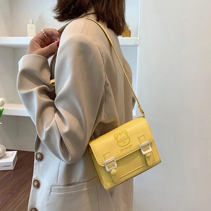 Embroidery Cat Shoulder Bags for Women Girl Trendy Bags Versatile Crossbody Bags