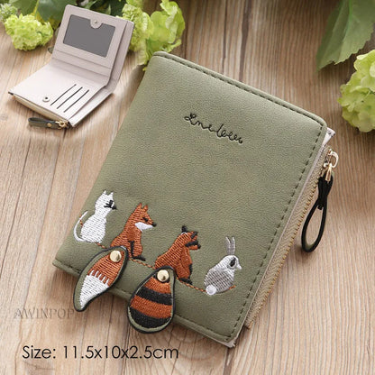 Embroidery Flower Purses for Women Sweet Wallets Cute Students Zipper Money Bag Small Leather Coins Card Holder Designer Ladies