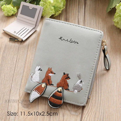 Embroidery Flower Purses for Women Sweet Wallets Cute Students Zipper Money Bag Small Leather Coins Card Holder Designer Ladies