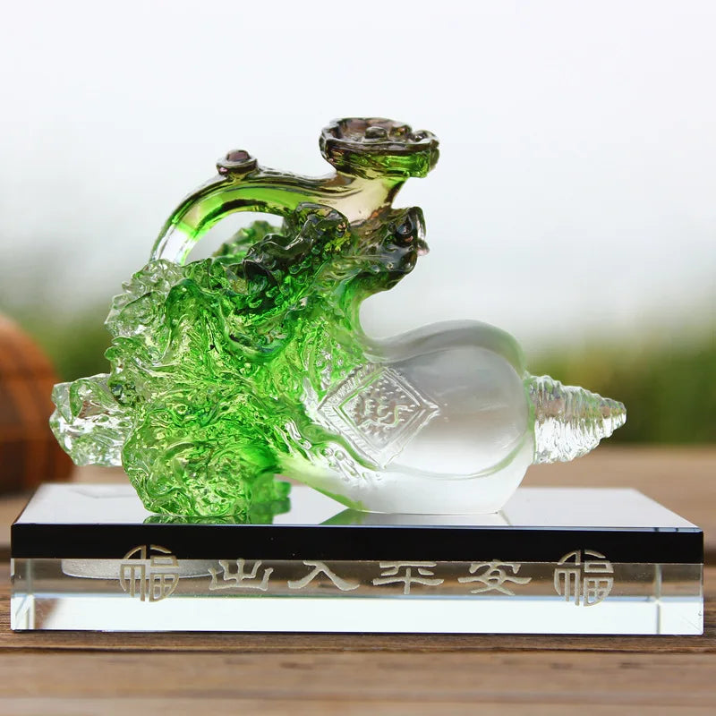Emerald Cabbage Jade Ruyi ancient Coloured glaze ornaments Gift