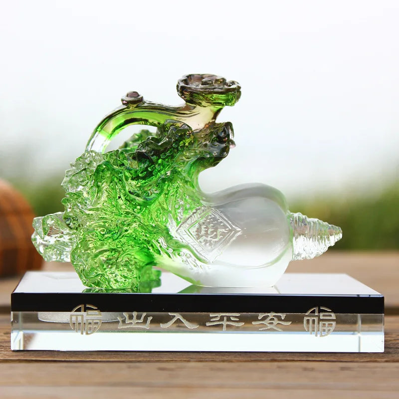 Emerald Cabbage Jade Ruyi ancient Coloured glaze ornaments Gift