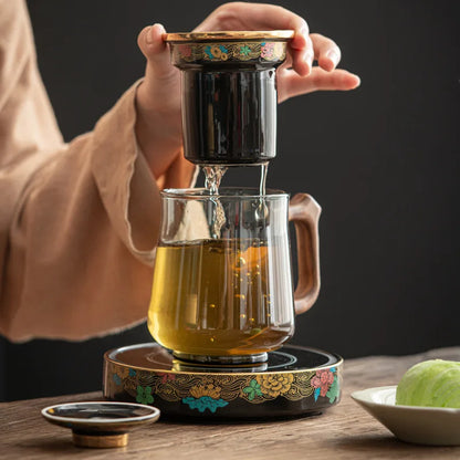 Enamel Chinese Style Tea Cup Tea Separation Glass Office Cup With Lid Filter Cup Bubble Drinkware Kitchen Dining Bar Home Garden