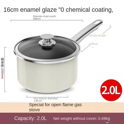 Enamel Enamel Uncoated Antibacterial Darling Non-stick Milk Cooker Soup Cooker Instant Noodle Cooker Gas Induction Cooker