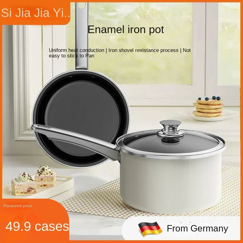 Enamel Enamel Uncoated Antibacterial Darling Non-stick Milk Cooker Soup Cooker Instant Noodle Cooker Gas Induction Cooker