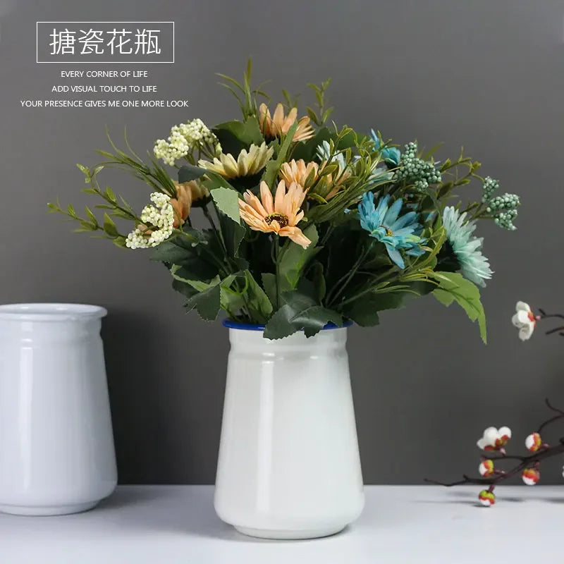 Enamel Modern Simple Vase Living Room Decoration Flower Arrangement Bottle Home Decoration Dried Flower Decoration Craft