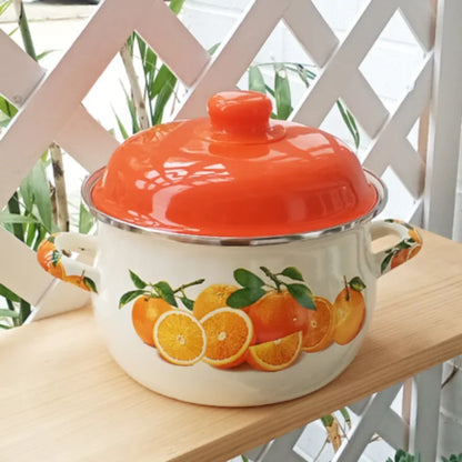 Enamel Orange Pot Belly Pot 18cm20cm24cm Thickened Enamel Soup Pot 1.8L2L3L5L Stew Pot Pan Frying Pan Cooking Noodle Pot