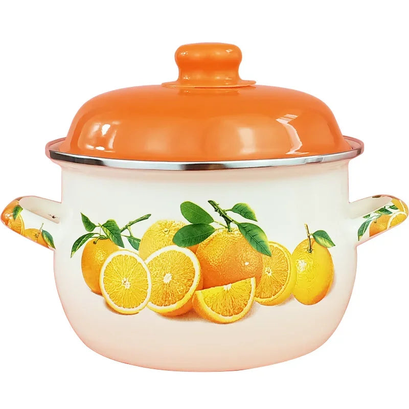 Enamel Orange Pot Belly Pot 18cm20cm24cm Thickened Enamel Soup Pot 1.8L2L3L5L Stew Pot Pan Frying Pan Cooking Noodle Pot