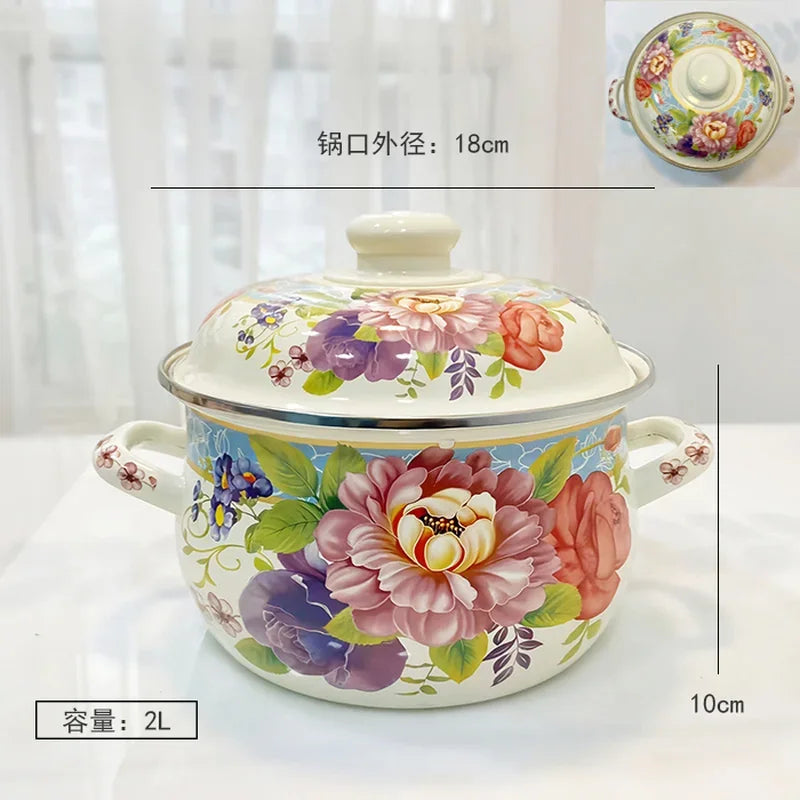 Enamel Orange Pot Belly Pot 18cm20cm24cm Thickened Enamel Soup Pot 1.8L2L3L5L Stew Pot Pan Frying Pan Cooking Noodle Pot