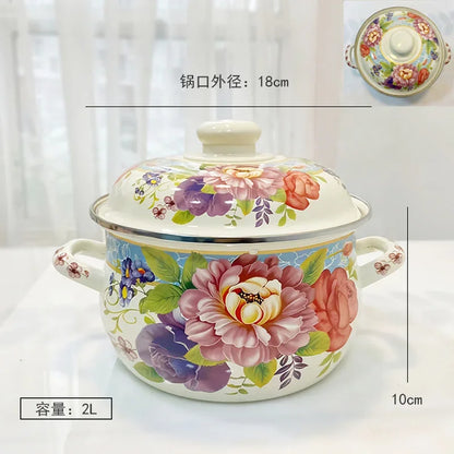Enamel Orange Pot Belly Pot 18cm20cm24cm Thickened Enamel Soup Pot 1.8L2L3L5L Stew Pot Pan Frying Pan Cooking Noodle Pot