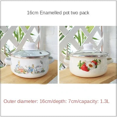 Enamel Orange Pot Belly Pot 18cm20cm24cm Thickened Enamel Soup Pot 1.8L2L3L5L Stew Pot Pan Frying Pan Cooking Noodle Pot