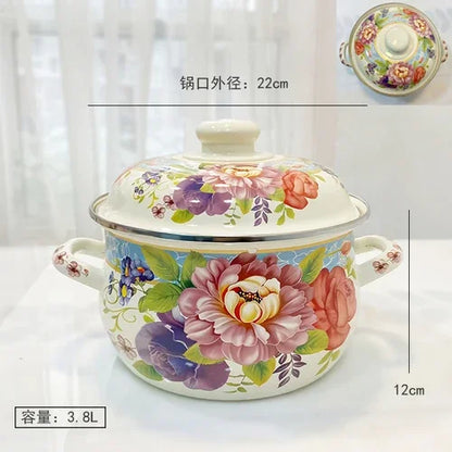 Enamel Orange Pot Belly Pot 18cm20cm24cm Thickened Enamel Soup Pot 1.8L2L3L5L Stew Pot Pan Frying Pan Cooking Noodle Pot