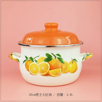 Enamel Orange Pot Belly Pot 18cm20cm24cm Thickened Enamel Soup Pot 1.8L2L3L5L Stew Pot Pan Frying Pan Cooking Noodle Pot