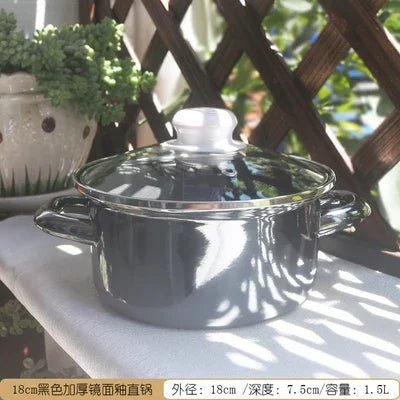 Enamel Orange Pot Belly Pot 18cm20cm24cm Thickened Enamel Soup Pot 1.8L2L3L5L Stew Pot Pan Frying Pan Cooking Noodle Pot