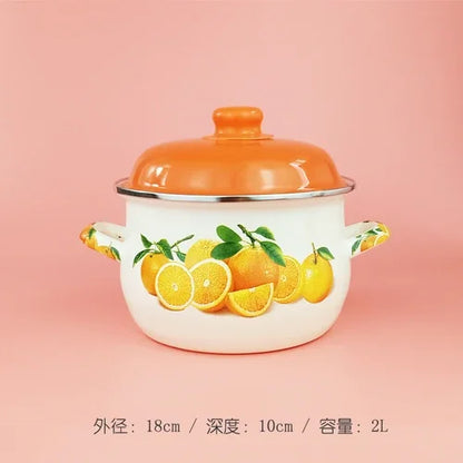 Enamel Orange Pot Belly Pot 18cm20cm24cm Thickened Enamel Soup Pot 1.8L2L3L5L Stew Pot Pan Frying Pan Cooking Noodle Pot