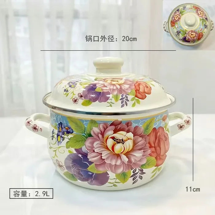 Enamel Orange Pot Belly Pot 18cm20cm24cm Thickened Enamel Soup Pot 1.8L2L3L5L Stew Pot Pan Frying Pan Cooking Noodle Pot