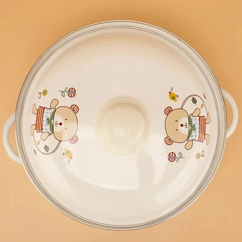 Enamel Pot Enamel Enamel Soup Pot Old-fashioned Binaural Pot with Lid Saucepan Instant Noodle Pot Induction Cooker Gas Universal