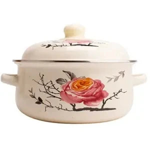 Enamel Pot Enamel Enamel Soup Pot Old-fashioned Binaural Pot with Lid Saucepan Instant Noodle Pot Induction Cooker Gas Universal
